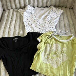 Hollister Black, White, and Yellow Tops Trio